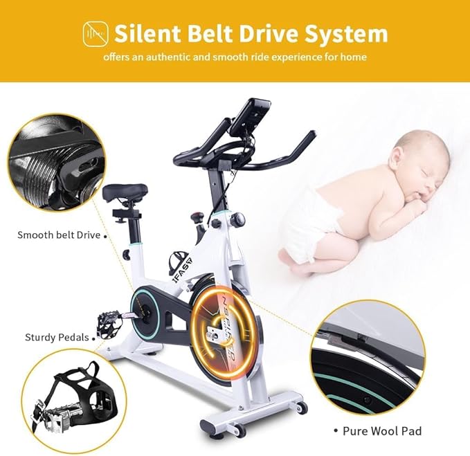 Adjustable Resistance Indoor Exercise Bike with LCD Monitor, Quiet Magnetic Drive, Stable Flywheel, Home Gym Cardio Trainer for Weight Loss and Fitness