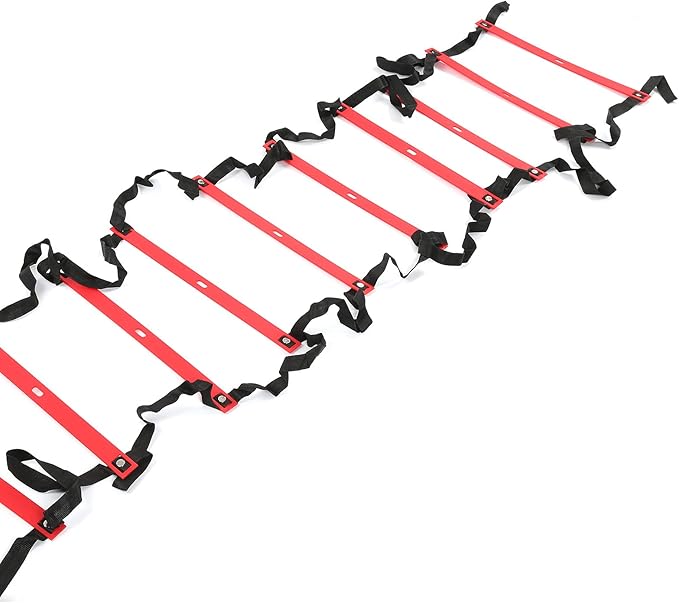 Fixed Agility Ladder for Football Training, Speed Rope Ladder with 12 Rungs, Bright Color Footwork Ladder for Soccer Drills, 6M Durable PP Sports Ladder for Team and