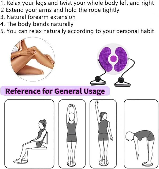2 PCS Ab Twist Waist Disc Board,Waist Twister Machine Exercise with Leather Tape Measure Aerobic Exercise Fitness Machine with Pull Rope for Home Office Foot Massage