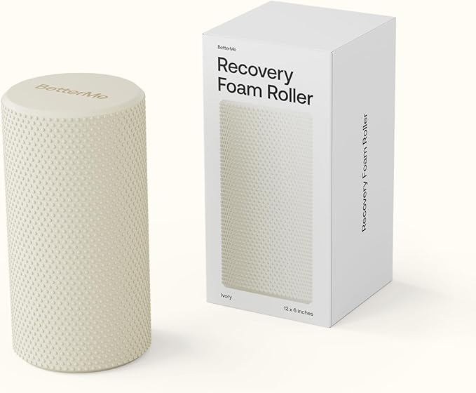 BetterMe Foam Roller for Muscle Recovery – High Density Exercise Roller for Back &Legs – Deep Tissue Massage Roller for Tension, Relief & Stretching (Ivory)