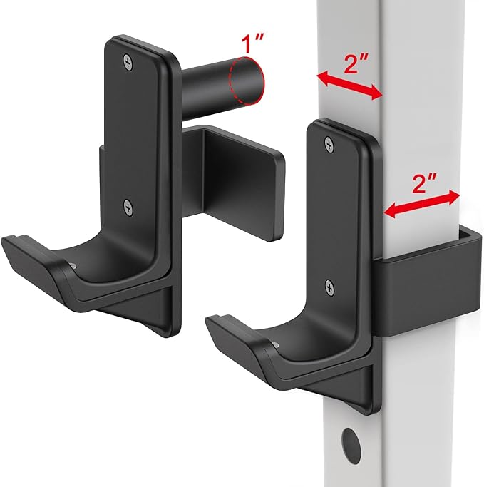 Kipika J-Hooks for 2'x2'and 3'x3' Power Rack - Bottom Reinforced Steel Hooks with Rubber Pad - Set of 2
