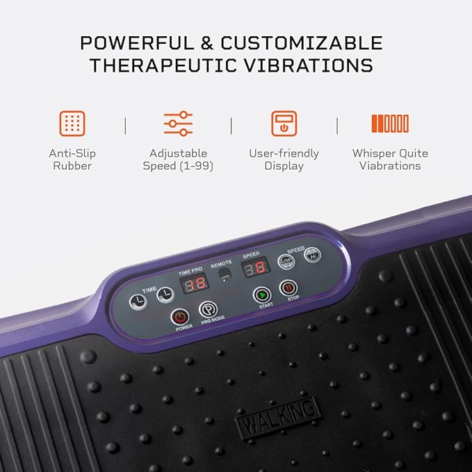 LifePro Vibration Plate Exercise Machine Purple- Whole Body Workout Vibration Fitness Platform w/ Loop Bands - Home Training Equipment - Remote, Balance Straps, Videos & Manual (Renewed)