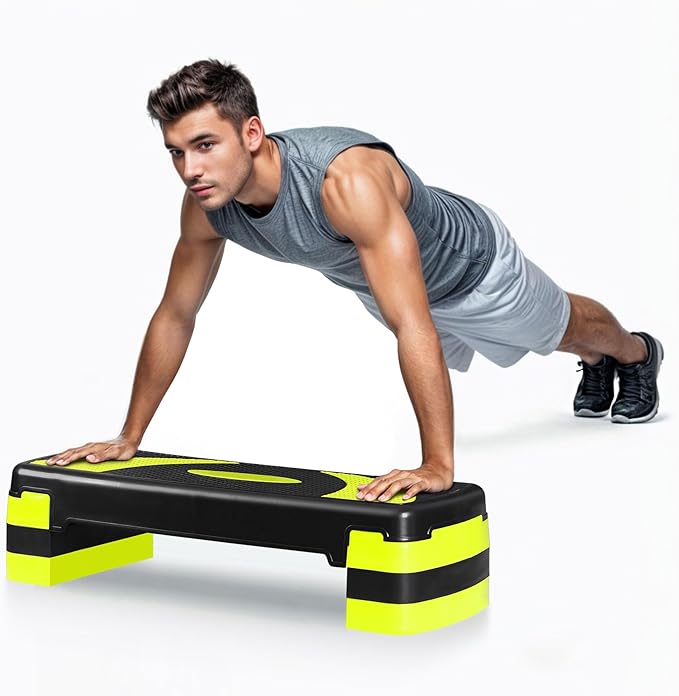 LEMY Adjustable Workout Aerobic Stepper, Exercise Step Platform for Home, Fitness, Gym, Strength Training