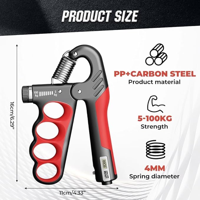 Adjustable Hand Grip Trainer with Electronic Counting, 2025 New Grip Strength Trainer 5-100KG/11-220LB Adjustable Hand Gripper Strengthener Forearm Exerciser for Adults Training Strength