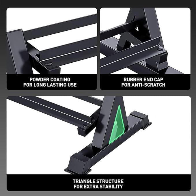 3-Tier Dumbbell Rack Stand, Adjustable Weight Storage Rack with 1100 lb Capacity, Heavy-Duty Steel Dumbbell Organizer with Anti-Scratch Foot Pads for Home Gym (Rack Only)