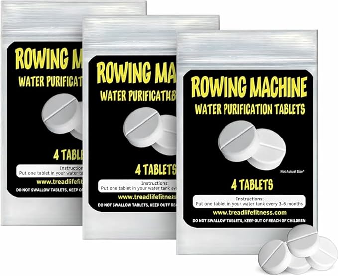 Rowing Machine Water Purification Tablets | Universal Water Rowing Machine Tank Cleaner | Safe, Eco-Friendly Formula | 4 Tablets (3-Pack)