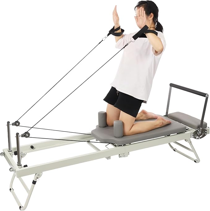 Foldable Pilates Reformer Machine with Adjustable Resistance & 264lbs Capacity, Multifunctional Yoga Fitness Equipment for Home Gym, Studio, Pilates Enthusiasts