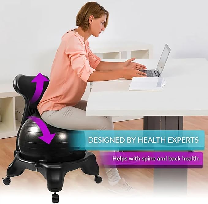 Balance Ball Posture Chair,Office Yoga Ball Chair,with Back Support,Ergonomic Exercise Ball Chair, for Adults/Pregnancy