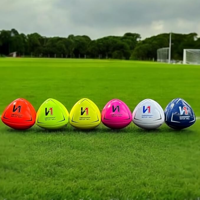 ONEKEEPER Soccer Reflex & Reaction Ball - White, Orange, Blue, Pink, and Fluo Yellow, Agility and Coordination Training for Kids and Juniors (Pump Not Included)