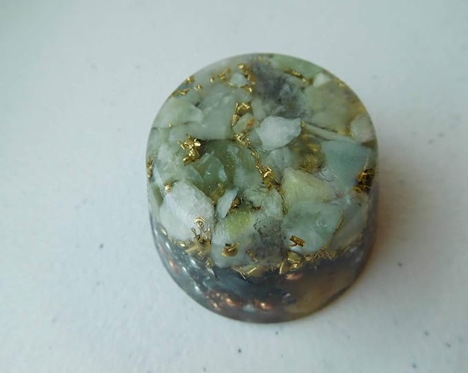 Jade Orgone Generator Energy Accumulator 528Hz/7.83Hz/Advance Harmonics Many Beautiful Ingredients and Colors! (Jade)