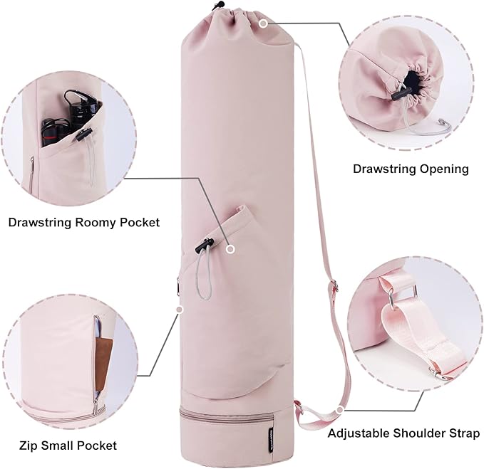 sportsnew Yoga Mat Bag with Water Bottle Pocket and Bottom Wet Pocket, Exercise Yoga Mat Carrier Multi-Functional Storage Bag, Patent pending