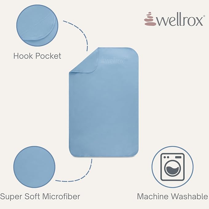 Wellrox Microfiber Hand Towel- Absorbent Sweat Towels, Workout Towels for Women- Yoga Mat Towel for Pilates, Hot Yoga, Gym Workouts (2 Pack, Blue)