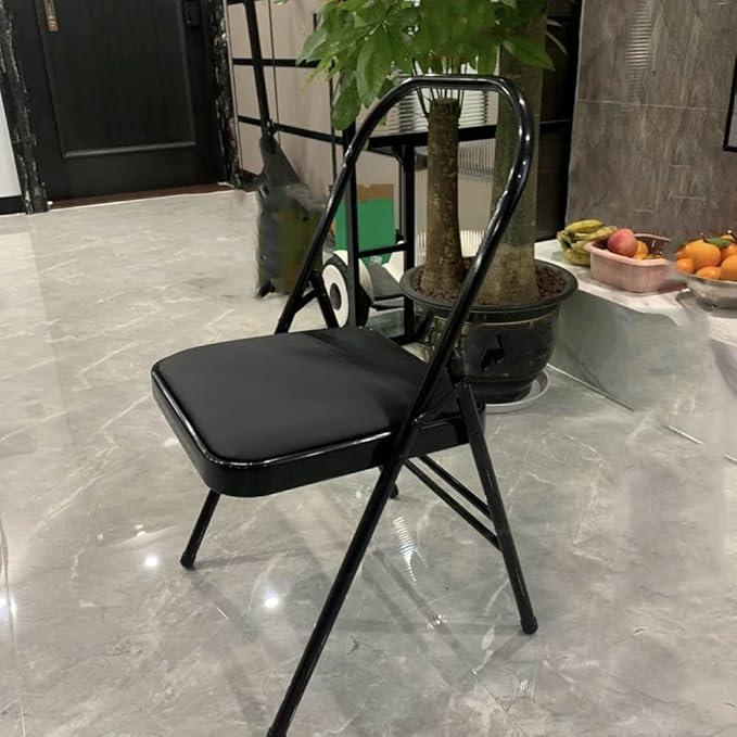 Iyengar Yoga Chair,Pilates Chair,Yoga Inversion Chair,Backless Yoga Chair Prop,Home Exercises Reinforced Design, Black-82cm×45cm