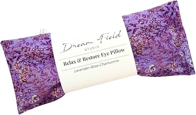 Handcrafted Lavender Eye Pillow – Organic Aromatherapy, Weighted Flaxseed Design, Warm or Cool Use | Violet Watercolor Floral