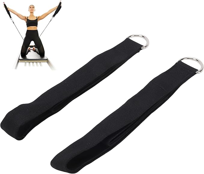 Drfeify 2PCS Double Loop Pilates Strap with D Circle, Adjustable Exercise Wrist Band for Home Gym Workouts