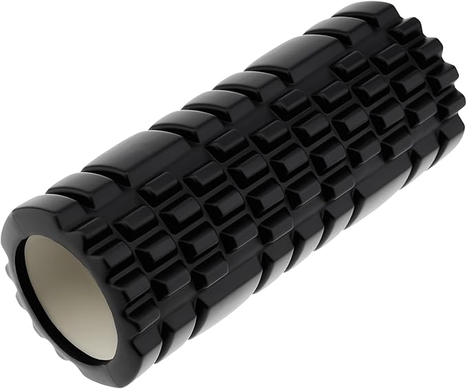High Density EVA Foam Roller for Physical Therapy, Yoga & Pilates - Muscle Recovery, Deep Tissue Massage, Myofascial Release with Portable Mesh Bag（Black）