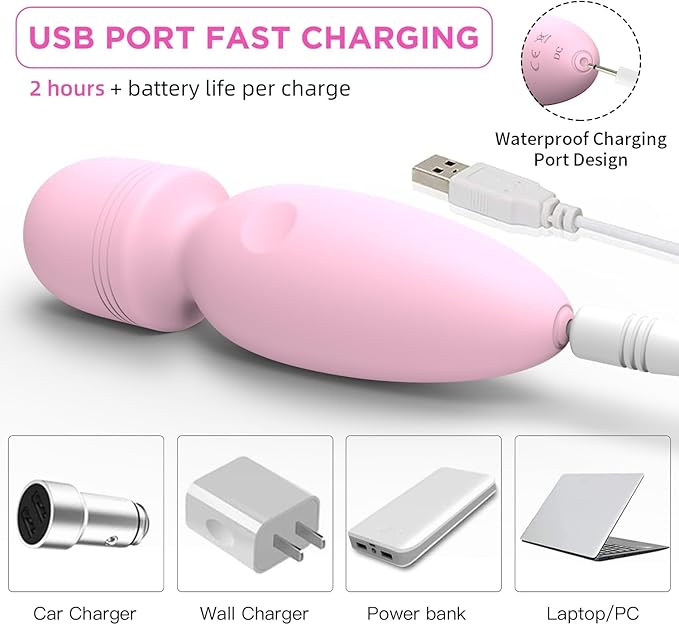 Mini Massager Tools,Small Waterproof Cordless Handheld Massager with 10 Vibration Modes, Personal Handheld Massager for Back(Pink)