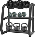 3-Tier Dumbbell Rack Metal Weight Storage Stand Holder Barbell Storage Racks for Dumbbells, Kettlebells, Multilevel Free Weight Organizer Stand for Home Gym
