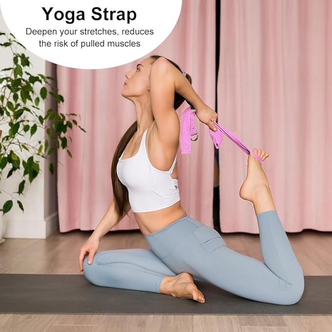 2 Yoga Block and 2 Yoga Strap Set,Non-slip EVA Foam Blocks, High Density Yoga Bricks with 6ft Strap, Supportive Latex-Free Yoga Block Accessories for Pilates