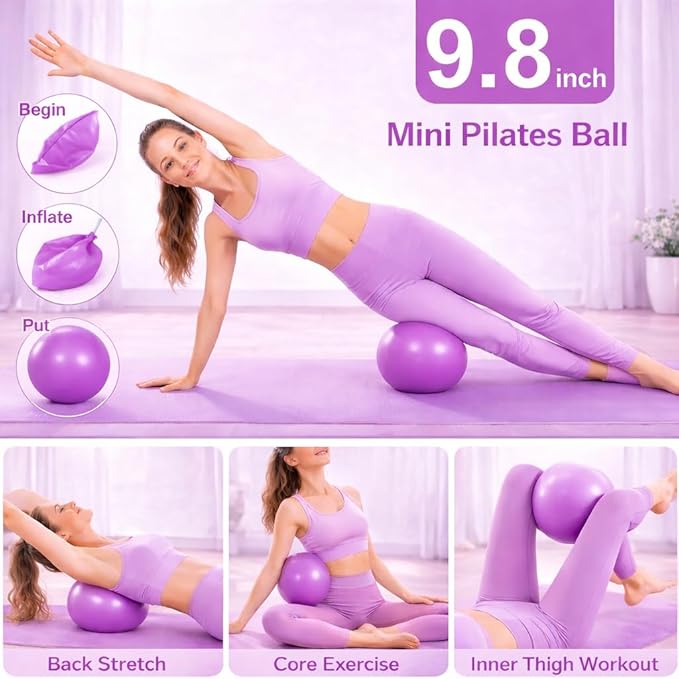 Pilates Ring Gift Set 15" Anti-Deformation Premium Magic Circle, 3 Resistance Bands, Yoga Ball & Anti-Slip Socks | Elegant Home Workout Kit for Women | Birthday/Anniversary Present