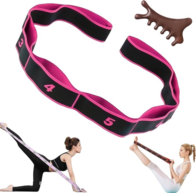 Fitness Resistance Band for Stretching and Yoga, 8 Loops Numbered Resistance Band, Elastic Training Bands for Yoga, Stretching, Pilates, Fitness
