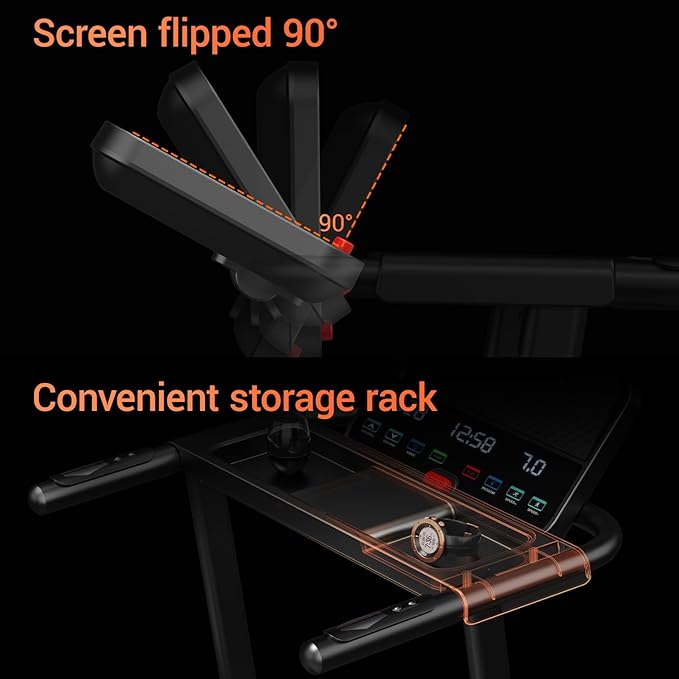 16% Incline Treadmill with Handle, 3-in-1 Portable Treadmills for Home and Office, Foldable Treadmills with 300 Lbs Weight Capacity, 3.1HP Quiet Walking Pad Treadmill, Three Screen (P8 Dark Black)