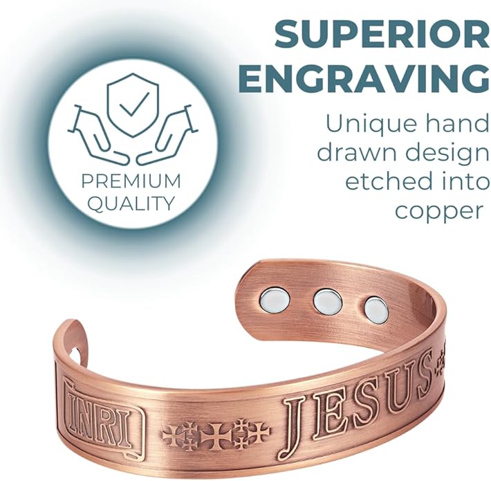 Willis Judd JESUS Men's Pure Copper Magnetic Adjustable Bracelet Bangle