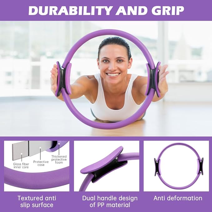 Pilates Essentials Kit for Women, 14 Pcs Pilates Equipment for Home Workouts with Yoga Circle Ball Ring, 5 Resistance Bands,Pedal Puller Resistance Band