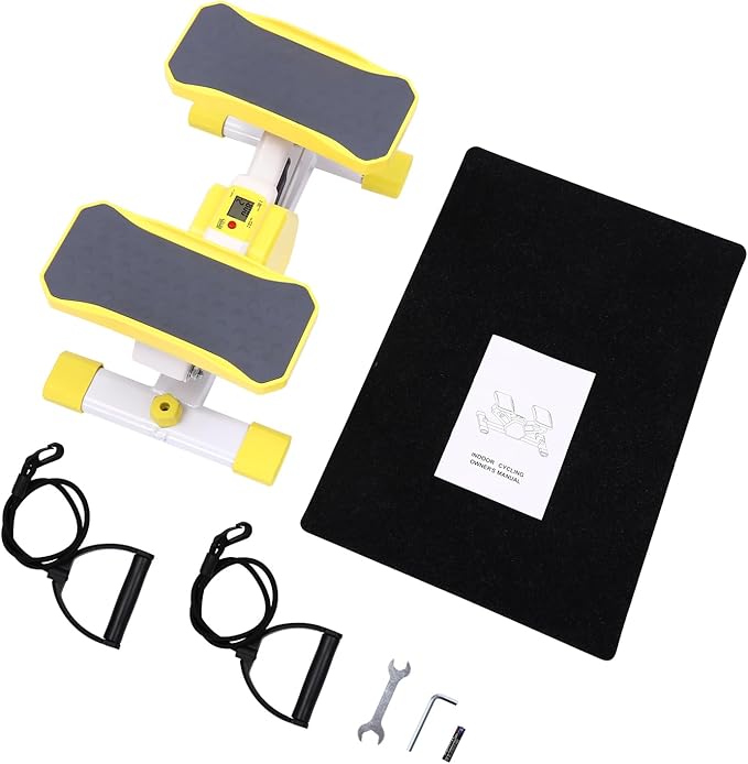 Mini Stepper for Exercise, Mini Fitness Stepper with 330.69lbs Max Load Capacity, Workout Stepper Machine for Home Workout Equipment, Step Machine with Two Resistance Bands