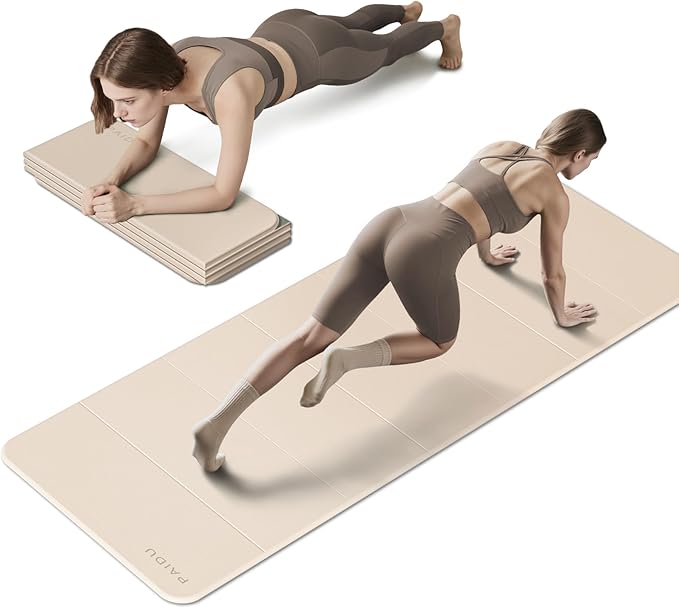Foldable Fitness Yoga Mat | 2/5" (10MM) Extra Thick | SGS Certified Non-Slip TPE | 75x26" Extra Long-Wide | Portable & Easy Store | for Yoga, Pilates, Home Gym & Full-Body Workouts
