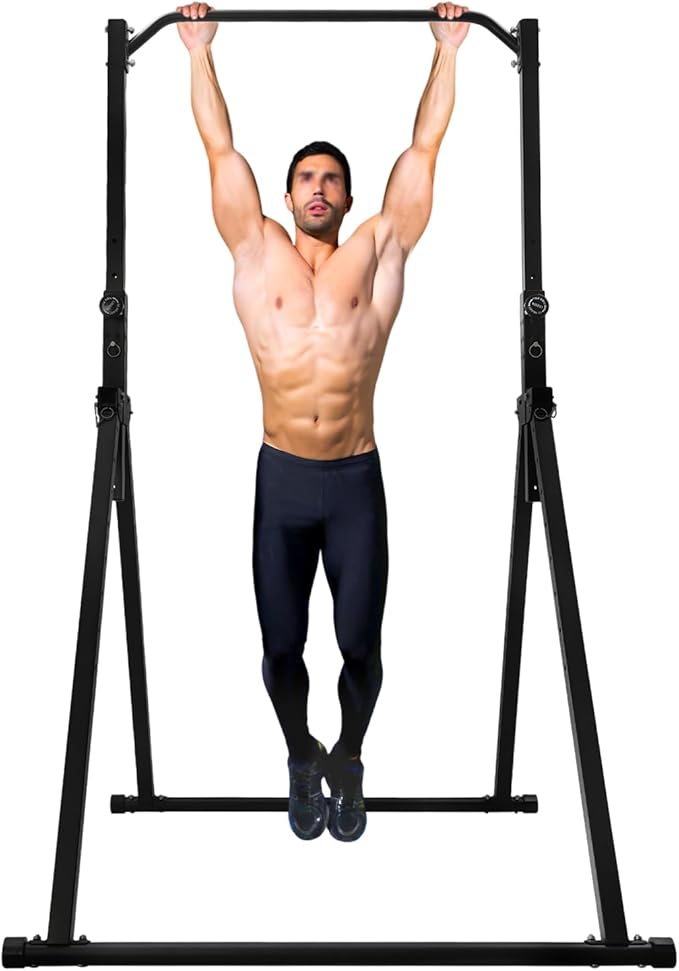 Power Tower Pull Up Bar Dip Station, Adjustable Height Triangular Horizontal Bar, 440LBS Free Standing Chin Up Bar Home Gym Equipment Fitness Workout Station