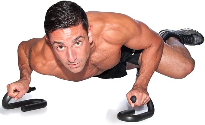 FFO Metal Push up Bar with Foam Grips on Handles. No Slip Pad on Pushup Stands. - Perfects Push ups. Builds Arms, Back, Chest, and Shoulder Strength. Great for P90X Workouts, CrossFit, Calisthenics