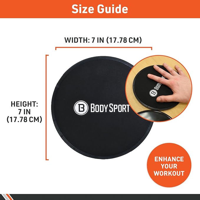 Body Sport Gliders Exercise Sliders Workout Sliders 7-Inch Round Black Foam Discs