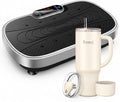 Vibration Plate Exercise Platform with Loop Bands + Renoj FlexSlide 32oz Insulated Stainless Steel Tumbler (White) – Full Body Workout & Recovery Set