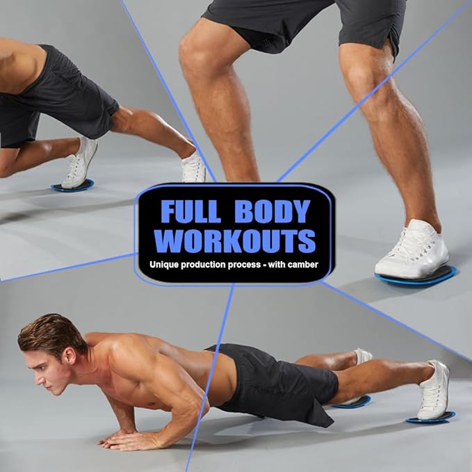 Blue Gliding Discs Core Sliders(Curved Arc) Smooth Use On Carpet Floor Exercise Sliders Equipment.Compact Core Gliders for Home Gym - Fitness Equipment & Full-Body Workout Accessories