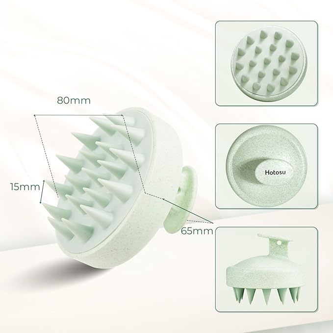 Scalp Massager Brush for Hair Growth – Silicone Scalp Scrubber & Scalp Exfoliator – Manual Scalp Massager Brush for Wet or Dry Use – Hair Massager Scalp Shampoo Brush Tool (Green)
