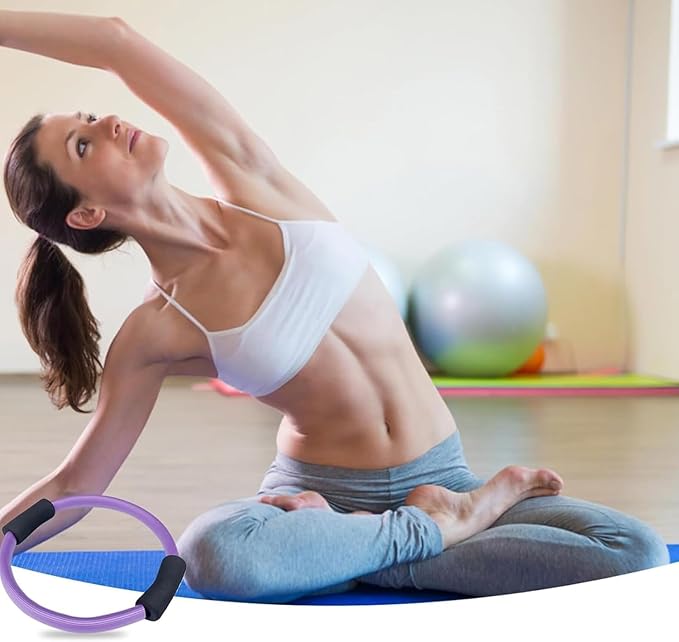 Pilates Ring Fitness Trainer, Pilates Ring for Mat & Reformer Workouts, Pilates Ring Fitness Circle 14.96" Yoga Rings Magic Circle with Dual Padded Handles for Toning Arms