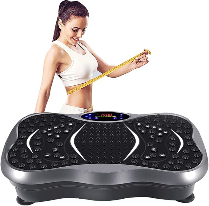 Vibration Plate w Resistance Bands, Vibration Plate Exercise Machine, 99 Levels of Intensity, Vibration Platform Home Gym Equipment