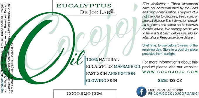 Eucalyptus Massage Oils for Deep Tissue Relaxation - 128 OZ - Bulk - Premium Grade Oil Blend Perfect for Aromatherapy, Skin Care, Face, Body, Hair, Nails Moisturizing Wholesale Mixture