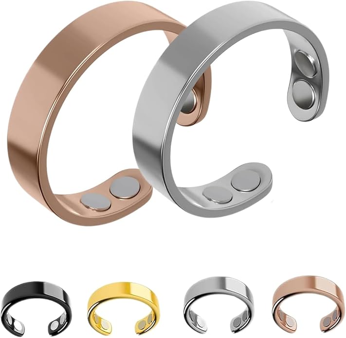 Auvulis Migraine Ring, Vitality Ring for Migraines, Adjustable Acupressure Magnetic Ring, Stainless Migraine Ring for Men and Women