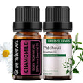 GREENSLEEVES Patchouli Chamomile Essential Oil Set, 2 x 10ml Pure Plant-Based Fragrance Oil for Aromatherapy, Essential Oils for Diffuser, Massage, Bath Bomb, Scented Candle Soap Making