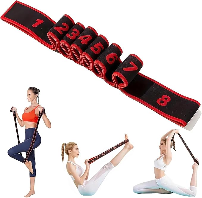 Fitness Resistance Band for Stretching and Yoga, Number Stretch Resistance Band with Clear Markings, 8-Section Elastic Training Bands for Yoga, Stretching, Pilates, Fitness