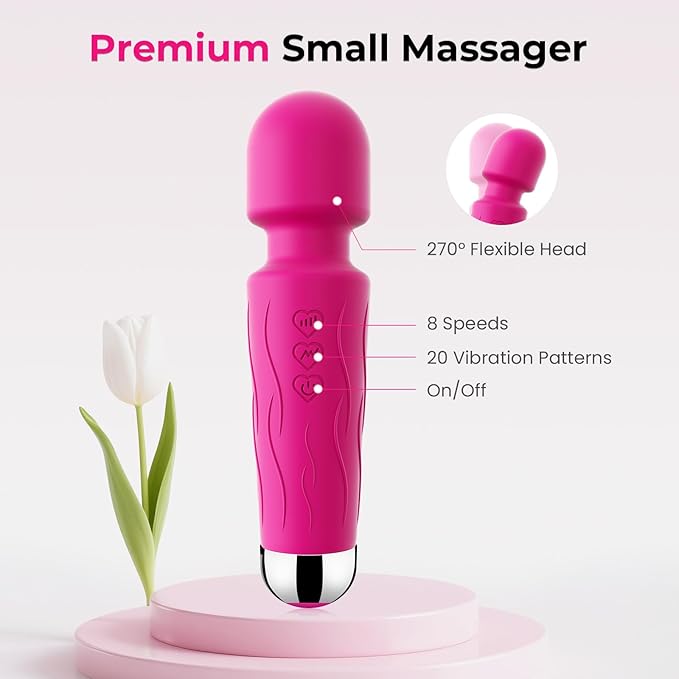 Handheld Personal Small Massager with APP–Waterproof, USB Rechargeable, 20 Vibration Patterns, 8 Speeds,Red