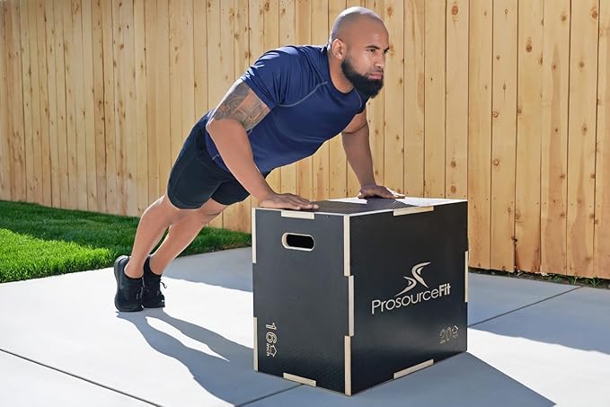 ProsourceFit 3-in-1 Wood Plyometric Jump Box For Cross Conditioning, Agility, Vertical Jump Training & Plyo Workouts