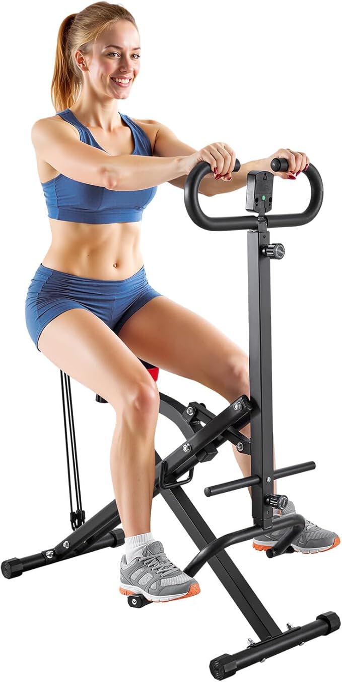 VEVOR Squat Machine, Deep Squat Rowing Machine for Home, Easy Setup & Foldable Exercise Equipment, Glute Trainer Machine with 2/3 High-Strength Resistance Bands, Glutes & Leg Home Workout Machine