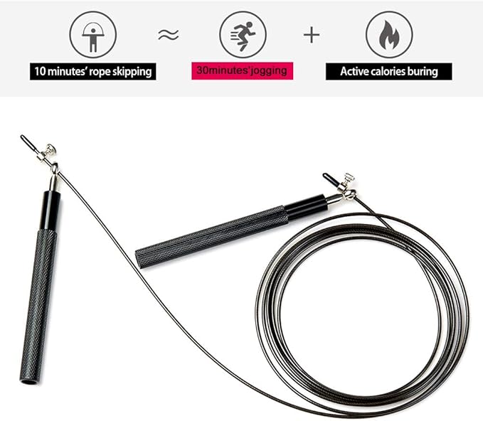 Speed Skipping Rope Adjustable Jumping Rope with Aluminium Alloy Handle and Ball Bearing Tangle-Free Exercise Rope for Home Exercise & Slim Body , Cross Fit Training, Fitness, Exercis Ideal for Aerobic Exercise