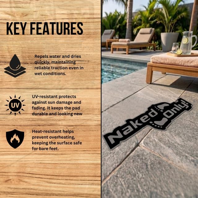 Naked Feet Only Decal Non-Slip EVA Foam Decal for Boat Gunwales & Ladders, 6mm Brushed Marine Grade Anti-Skid Adhesive Pads SeaDek Technology - Black/Red