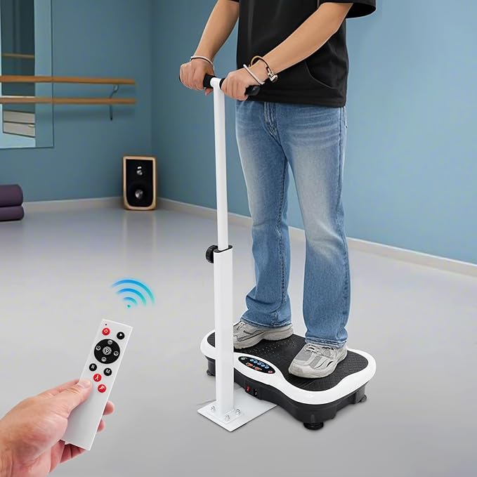 Vibration Plate Exercise Machine with Handle, Whole Body Vibration Platform Trainer with 120 Speed Levels, Resistance Bands, LED Display Home Fitness Vibration Workout Machine