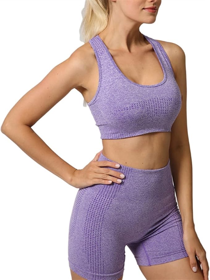 Yoga Set Seamless Women Long Sleeve Blouses Top Gym Sport Bra High Waist Tight Leggings Fitness Suit Shorts Sets (Color : Black Long sleeve, Size : Medium)