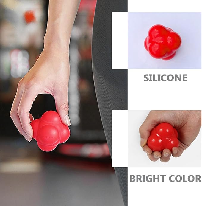 Hexagonal Silicone Agility Reaction Ball 68Mm Large Red for Fitness Speed Coordination Training and Baseball Exercise Equipment